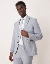Jack & Jones Premium linen mix slim fit suit blazer in beige 