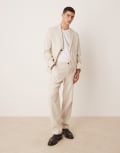 [Selected] Selected Malik linen mix regular fit pants in cream-White 44 Oatmeal