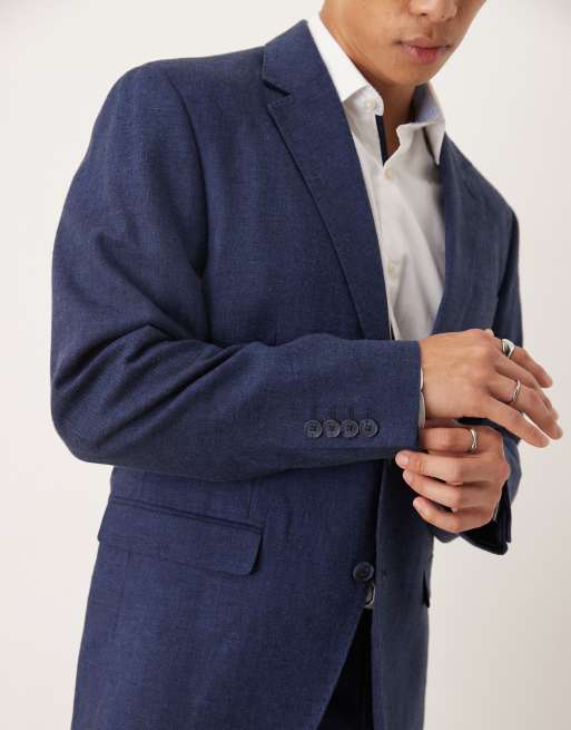 Selected – Malik – Regular-Fit-Blazer in Marineblau aus Leinenmix , 5 von 5