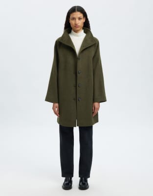 Selected - Mantel in Efeugrün