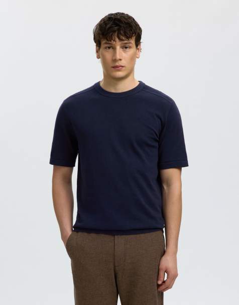 Selected – Marinblå, stickad topp - view 1