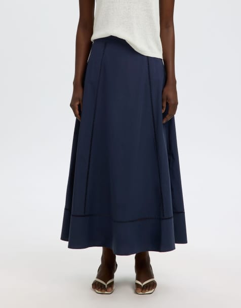 Selected maxi rok in donker saffier - view 1