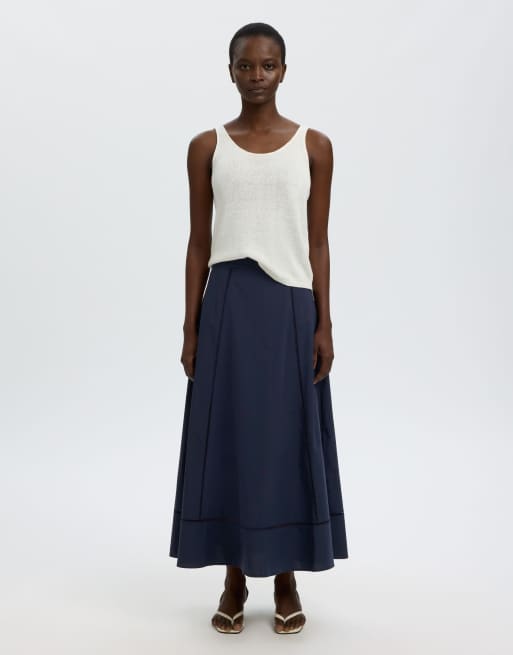 Selected maxi rok in donker saffier, 3 van 6