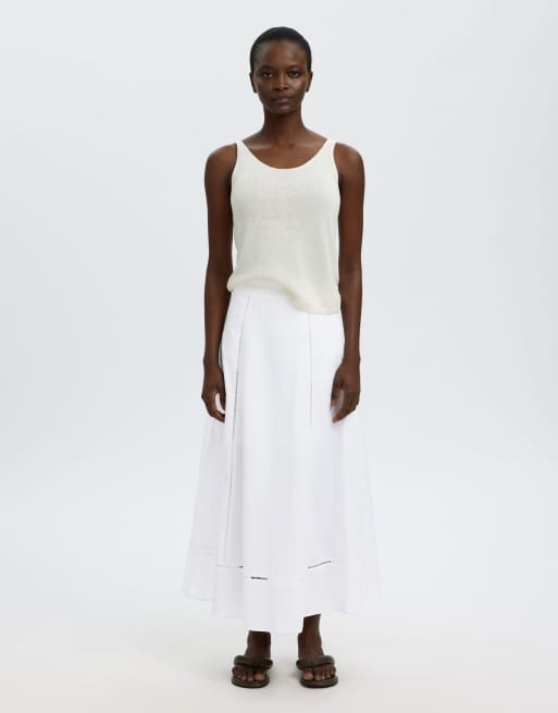 Selected Maxi skirt in bright white, 3 of 6