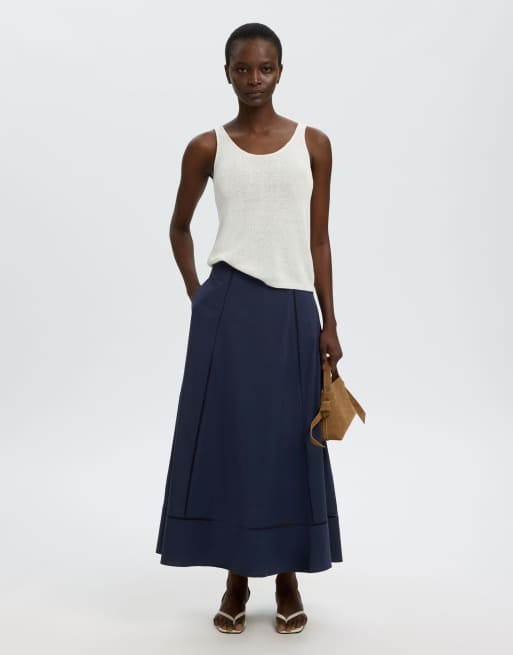 Selected Maxi skirt in dark sapphire, 5 of 6