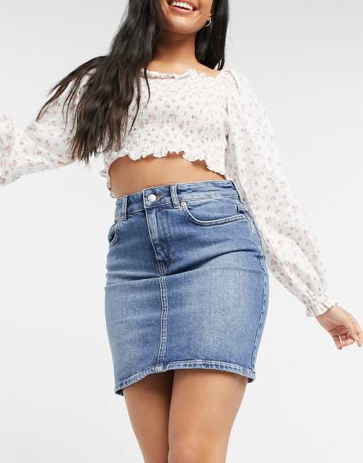 Blue denim shop skirt asos