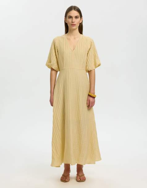 Selected Midi dress in italian straw - view 1