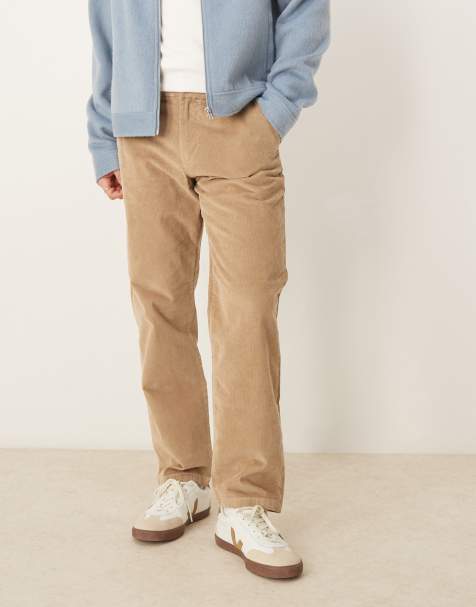 Selected Miles straight fit cord trouser in cream 