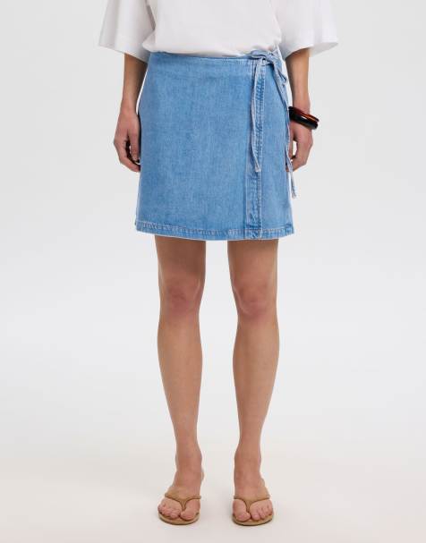 Selected minikjol i mellanblå denim - view 1
