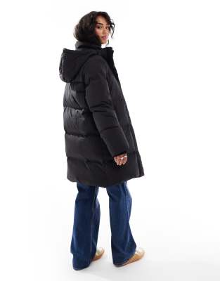 Selected - Mittellange Daunen-Pufferjacke in Schwarz