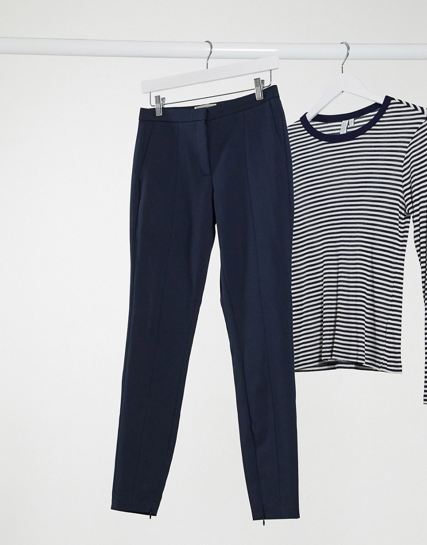 Selected Muse Cropped Mid Waist Pants In Navy