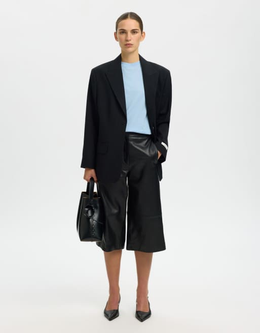Selected Myessential T-Shirt mit Rundhalsausschnitt und kurzen Ärmeln in Blau, 5 von 6