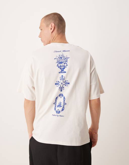 Selected – Naturvit, kraftig t-shirt i oversize med blomtryck baktill , 3 av 4