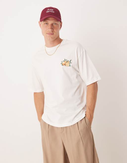 Selected – Naturvit t-shirt i oversize med apelsintryck baktill , 4 av 4