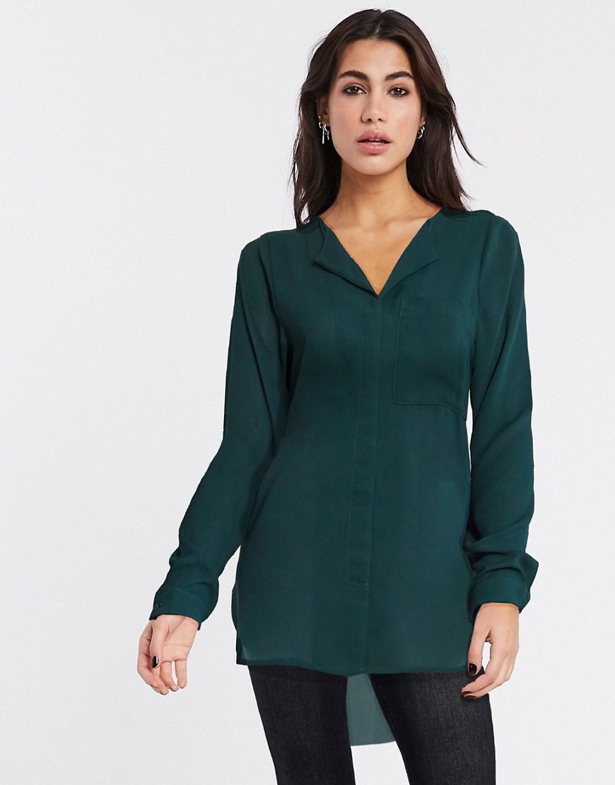 Selected – Nella – Mörkgrön skjorta med lång ärm