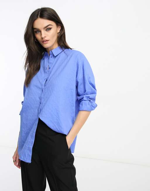 Selected – Niebieska koszula oversize z obniżonym dołem