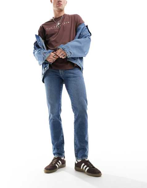 Selected slim fit jeans in mid wash  
