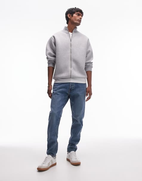 Selected slim tapered fit jeans in mid blue wash 