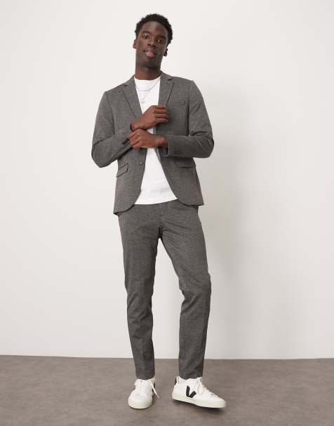 Selected Noah slim fit jersey trousers in dark grey 