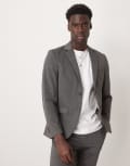 [Selected] Selected Noah slim fit jersey suit blazer in dark grey 50 Chocolate torte