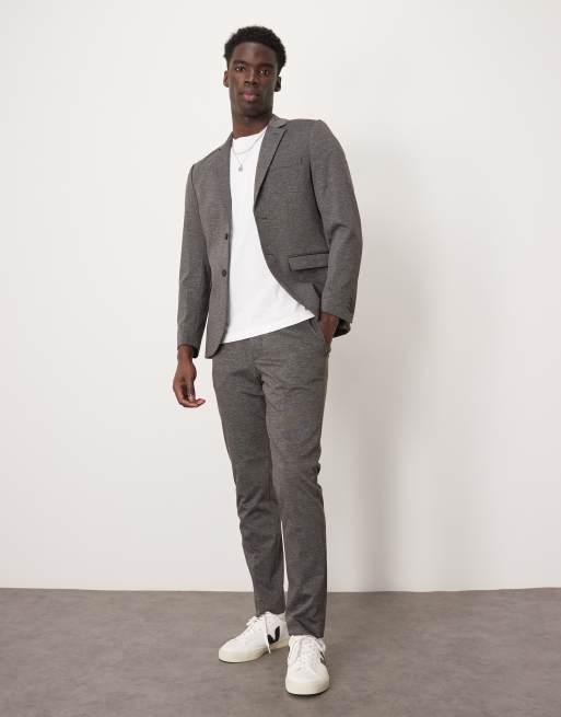 Chinos Men Grey Blazer Outfit Checkered Grey Blazer – House Of - Main Image