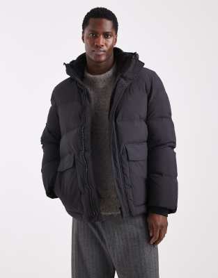 Selected Nylon Puffer Jacket In Black