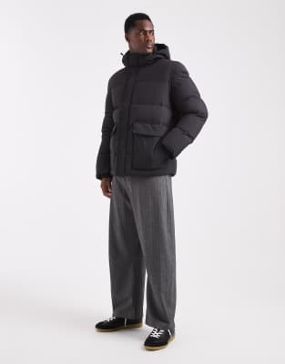 Selected Nylon Puffer Jacket In Black