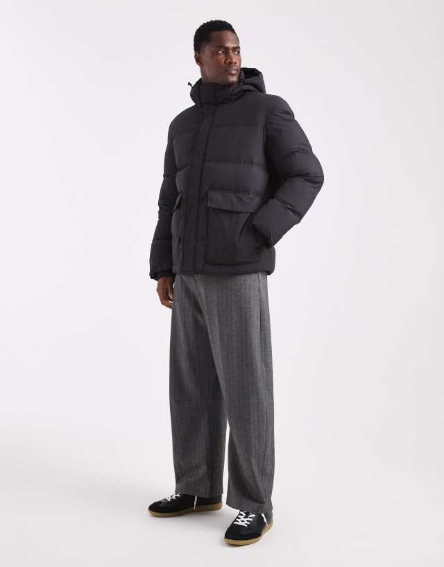 Selected nylon puffer jacket in black | ASOS