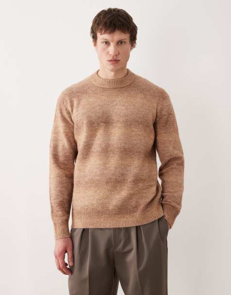 Selected ombre knit jumper in brown