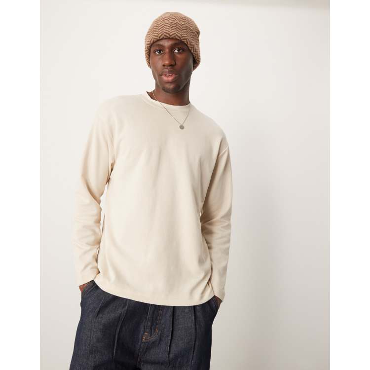 Selected Oscar oversized long sleeve T-shirt in cream | ASOS