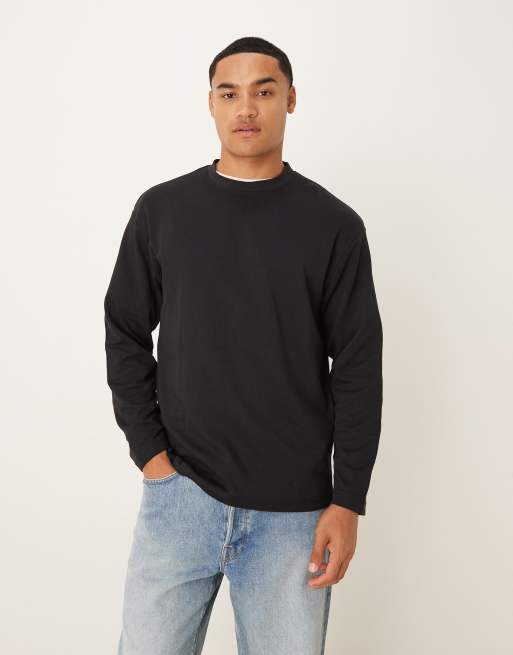 Selected - Oscar - Sort oversized samt langærmet T-shirt 