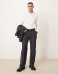 [Selected] Selected Otto relaxed fit wool blend pants in dark grey melange 48 Dark Grey Melange