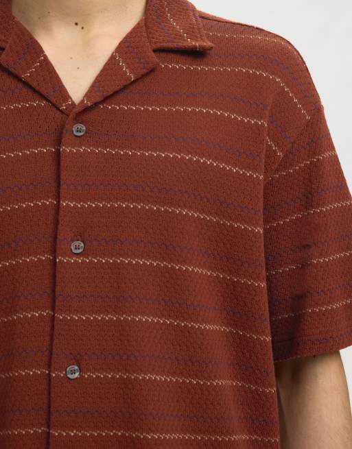 Selected overhemd met korte mouwen in cherry mahogany, 4 van 6