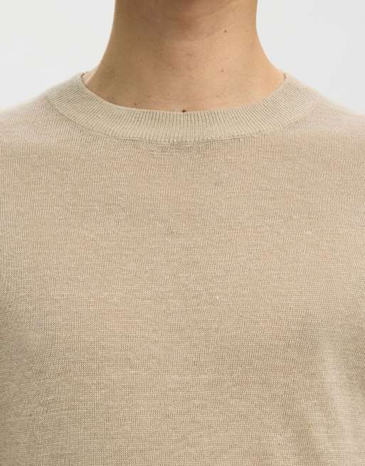 Selected - Overhemd met lange mouwen in beige, 4 van 6