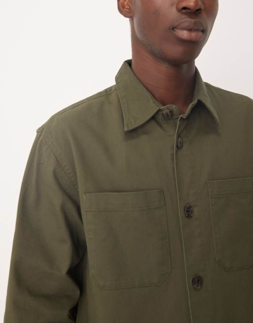 Selected - Overshirt van 100% katoen met zakken in groen , 5 van 5