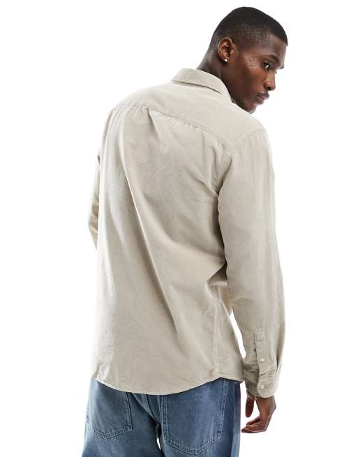 Selected - Overshirt van corduroy in beige , 3 van 4