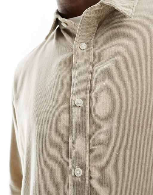 Selected - Overshirt van corduroy in beige , 4 van 4