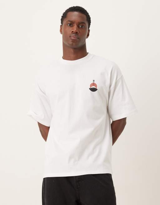 Selected – Oversize-T-Shirt in Weiß mit Fuji-Print auf dem Rücken, 3 von 5