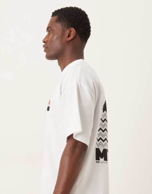 Selected – Oversize-T-Shirt in Weiß mit Fuji-Print auf dem Rücken, 4 von 5