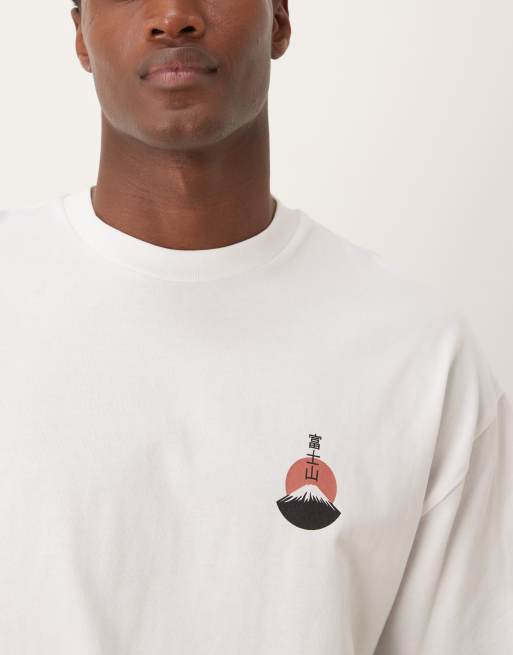 Selected – Oversize-T-Shirt in Weiß mit Fuji-Print auf dem Rücken, 5 von 5