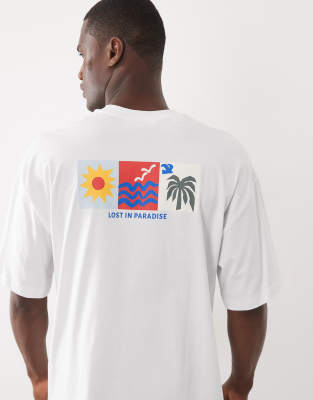 Oversize-T-Shirt in Weiß mit „Paradise"-Rückenprint Weiß XXL