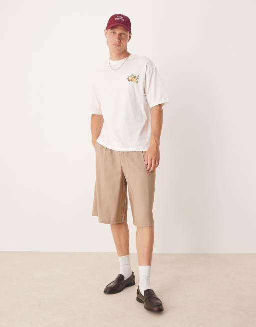 Selected – Oversize-T-Shirt in Wollweiß mit Orangen-Print auf dem Rücken , 3 von 4