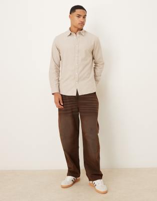 Selected Oversized Boxy Brushed Shirt In White