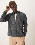 [Selected] Selected oversized boxy textured overshirt in blue mix-Navy S Sky captain