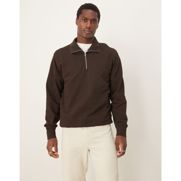 【SCULPTOR】Stud Half Sleeve Sweatshirt Brown Stud Half Sleeve Sweatshirt Brown – Sculptor