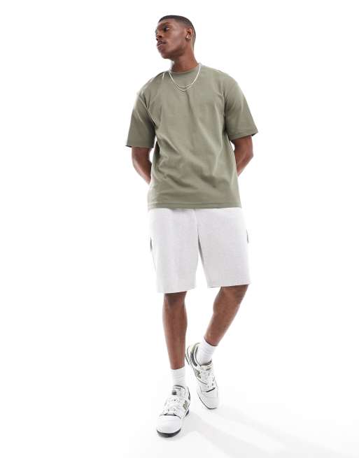 Selected oversized heavy weight t-shirt in khaki green, 2 of 4