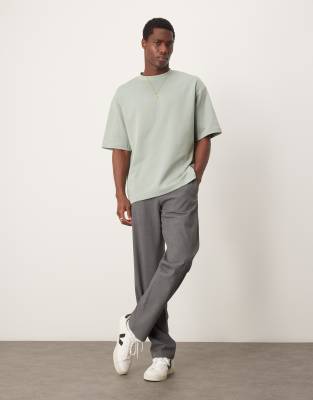 Selected oversized heavy weight T-shirt in light green