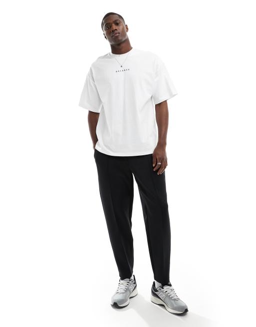 Selected oversized heavy weight t-shirt with balance backprint in white, 4 of 4