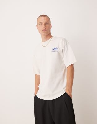 Selected Oversized Heavy Weight T-shirt With Floral Back Print In White