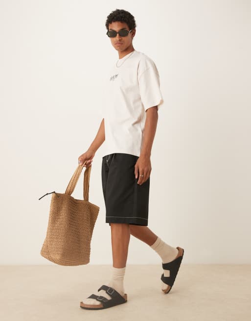 Selected oversized heavy weight t-shirt with text backprint in cream , 3 of 4